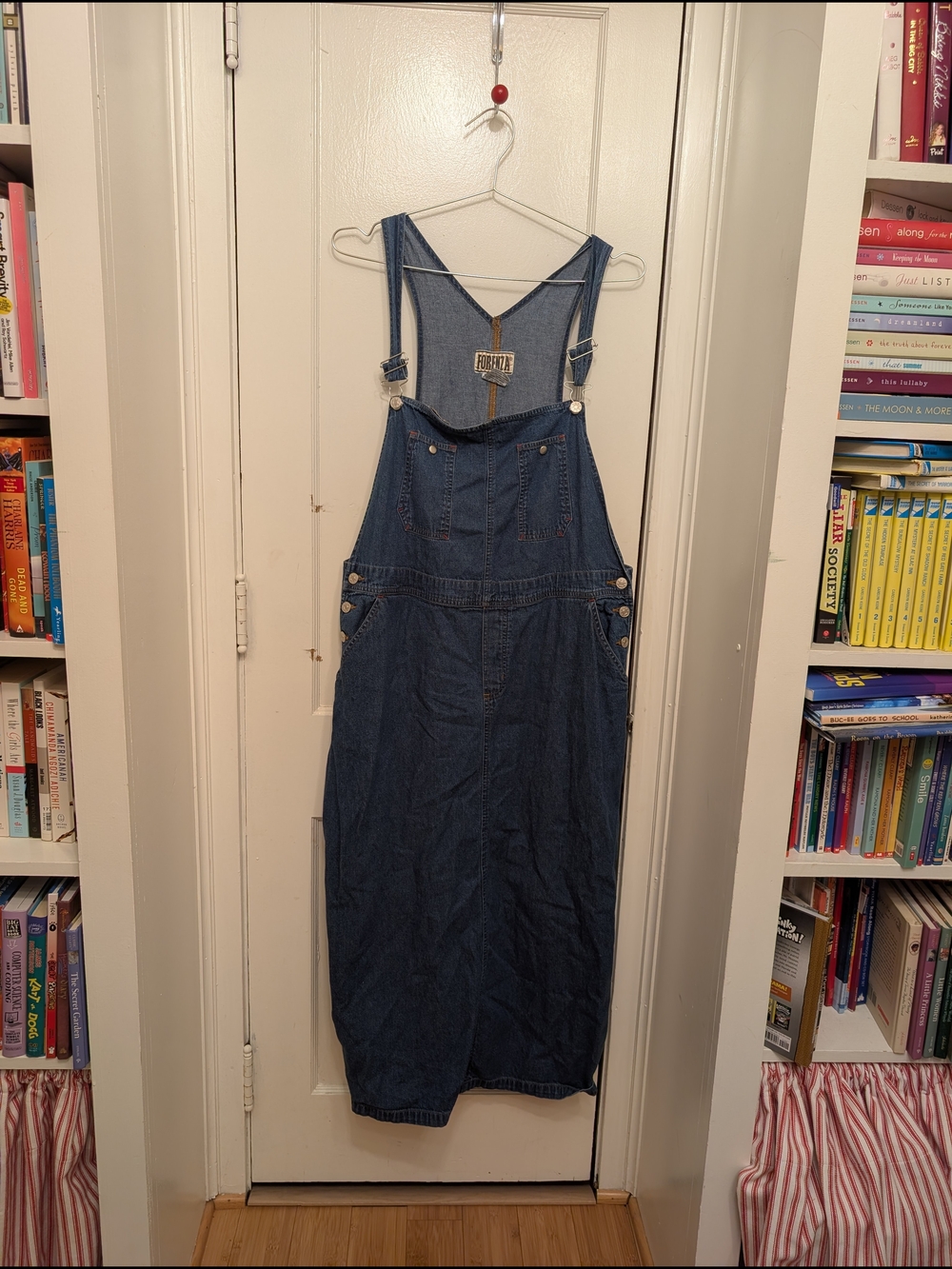 Vintage Denim Overall Dress with Front Bib